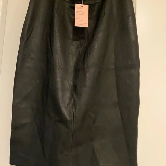 Quince Leather Pencil Skirt Black Sz 16 - Picture 2 of 5